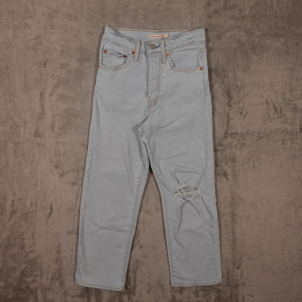 Levi’s Ribcage‎ Straight Ankle Jeans Size 27 Light Wash Distressed Blue